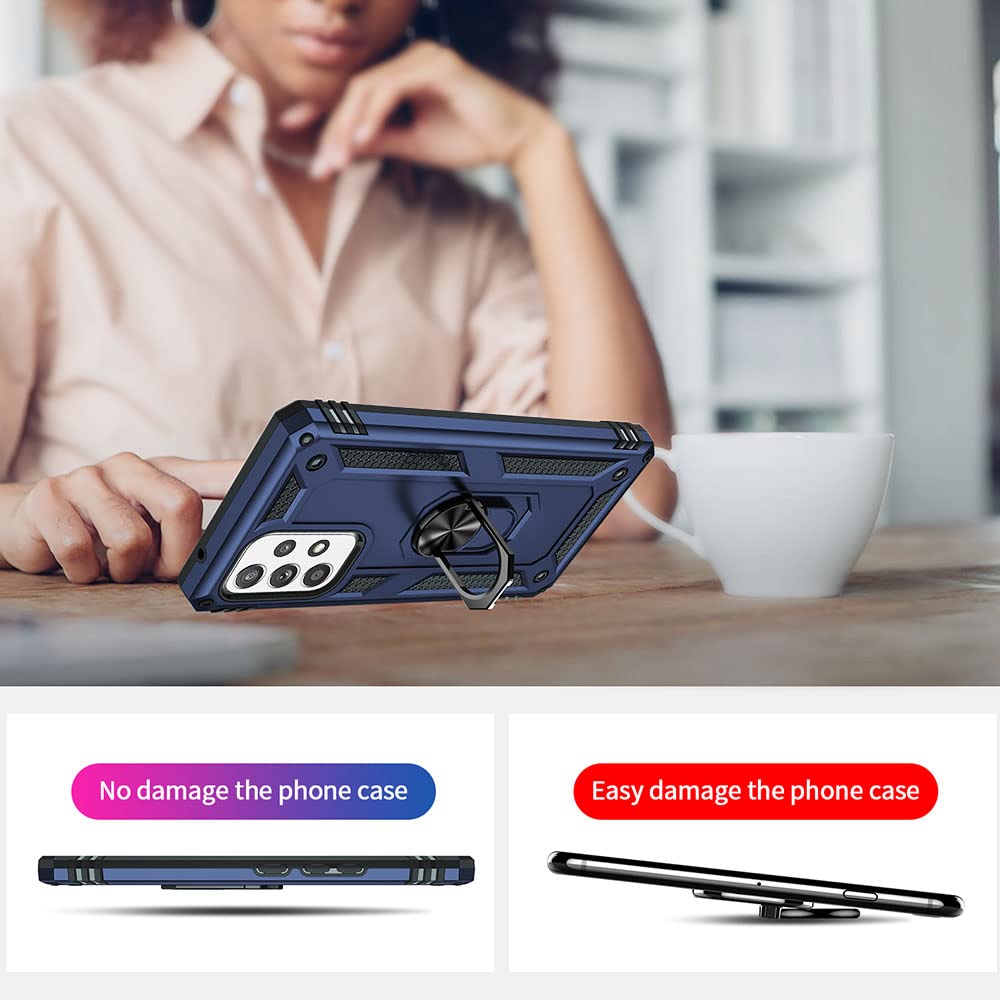 for Samsung A53 5G Case, Galaxy A53 5G Case with HD Screen Protector, [Military Grade 16ft. Drop Tested] Ring Shockproof Protective Phone Case for Samsung Galaxy A53 5G,Blue