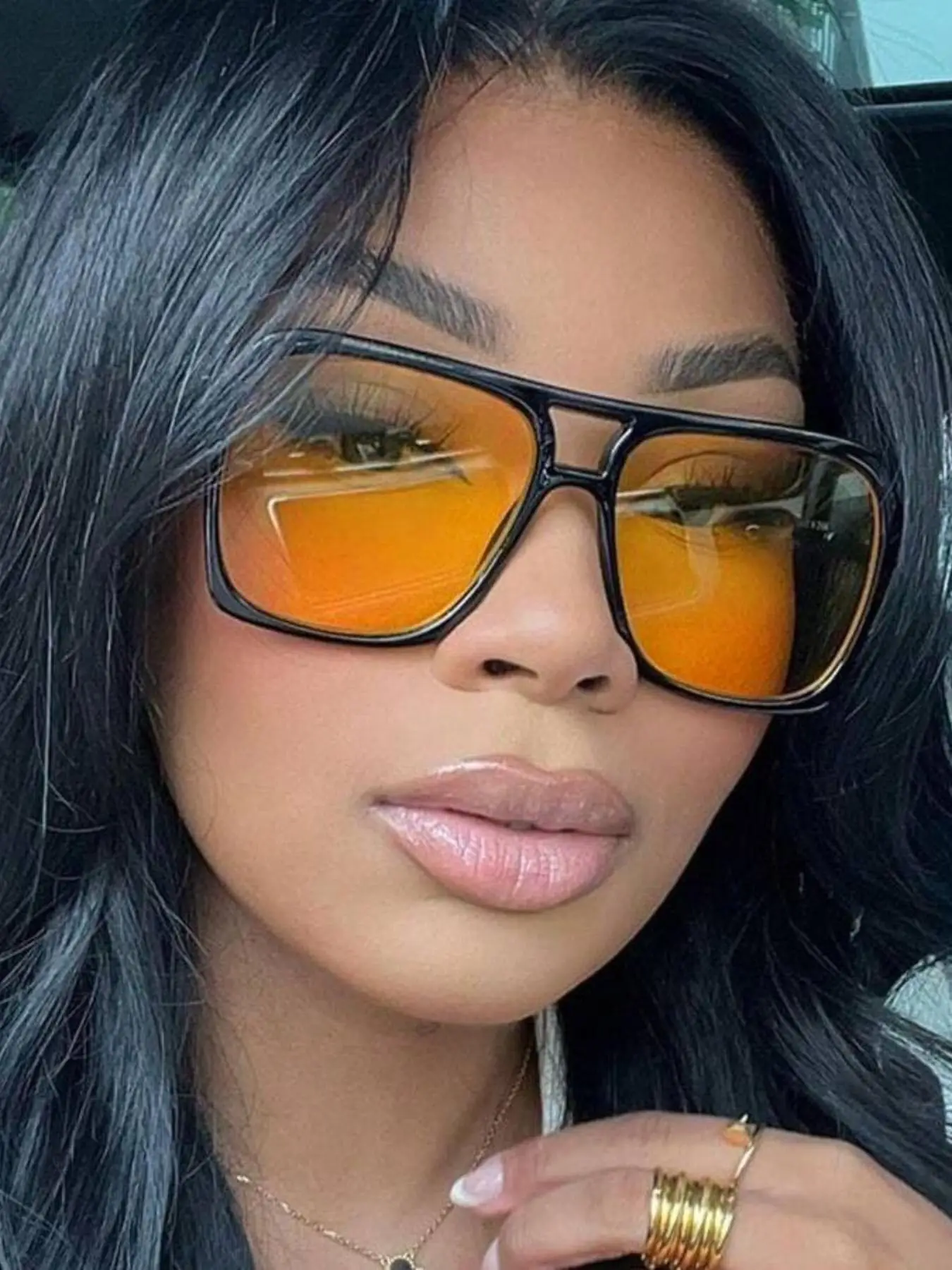 Unisex Vintage Square Frame Sunglasses, Double Bridge Casual Sunglasses for Everyday Use, Fashion Accessories for Outdoor Activities