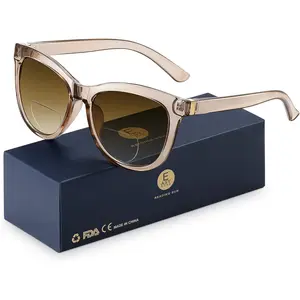 Bifocal Reading Sunglasses for Women，Fashion Sun Readers UV400 Protection(Magnification 2.50, Brown)