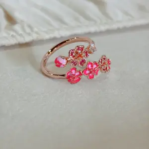 Rose Gold Classic Rose Gold Peach Blossom Ring for Women 5C30006-JZ Rose Gold Classic Rose Gold Peach Blossom Ring for Women 5C30006-JZ