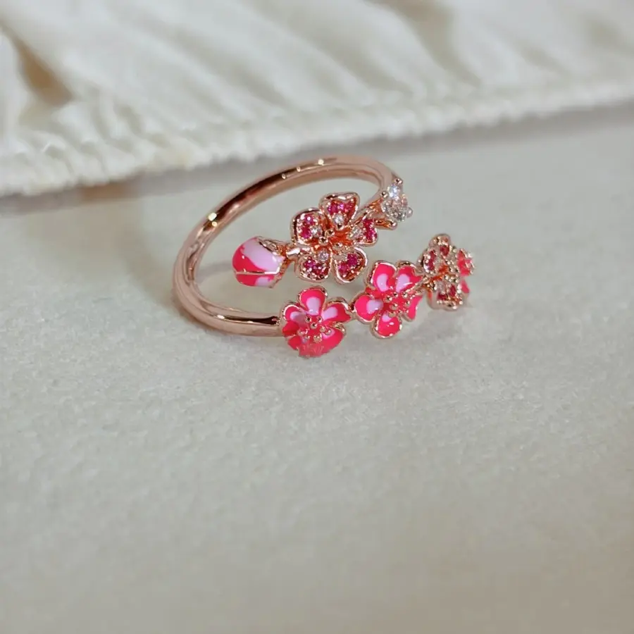 Rose Gold Classic Rose Gold Peach Blossom Ring for Women 5C30006-JZ Beautiful Rings Jewelry Rings