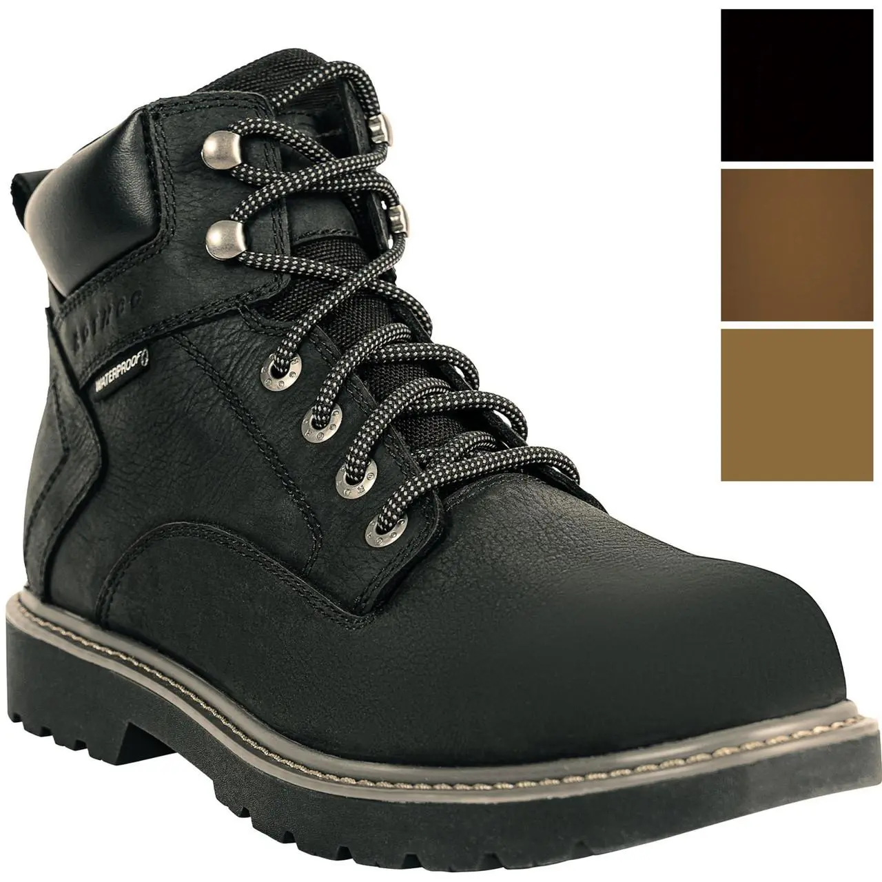 Men's Tradesman 6-Inch Work Boots - Waterproof Tactical Leather Footwear with Non-Slip Sole & Shock-Absorbing Comfort, Shoe, Water Proof, Mesh, Worker