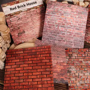 Brick Wall Pattern Sticker, 12 Sheets Writable Paper Sticker & 12 Sheets Matte Waterproof Sticker, Scrapbooking Supplies, Background Pad, DlY Scene Construction, Self Adhesive Stickers, Graphic Decal