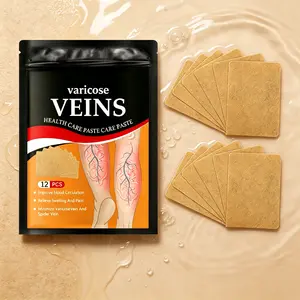Relieve Leg Swelling & Pain – Varicose Veins Patch 12 Pcs – Improves Blood Circulation – Minimizes Spider & Varicose Veins – Cooling Comfort Leg Care Paste for Tired, Heavy Legs