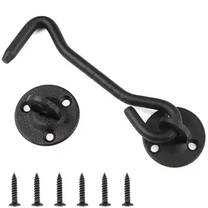 Raswik 4” Privacy Hook and Eye Latch - Easy-Lock Hardware for Sliding Barn Doors, Black