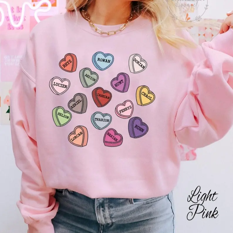 Book Boyfriend Conversation Heart, ACOTAR gift, TOG, Crescent City book boyfriends, Bookish valentine, Acotar valentine sweater, Rhysand