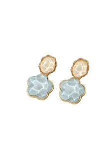 Fashion Cherry Blossom Light Blue Wave Pendant Earrings, Daily Wear Beach Vacation Jewelry, Stylish Dangle Earrings for Women