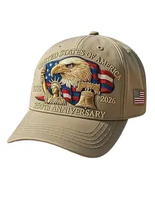 United States 250th Anniversary Baseball Cap, Eagle & Liberty Design, Handmade Embroidery, Embroidered Hat, Adjustable Hat for Men Women, Trucker Cap