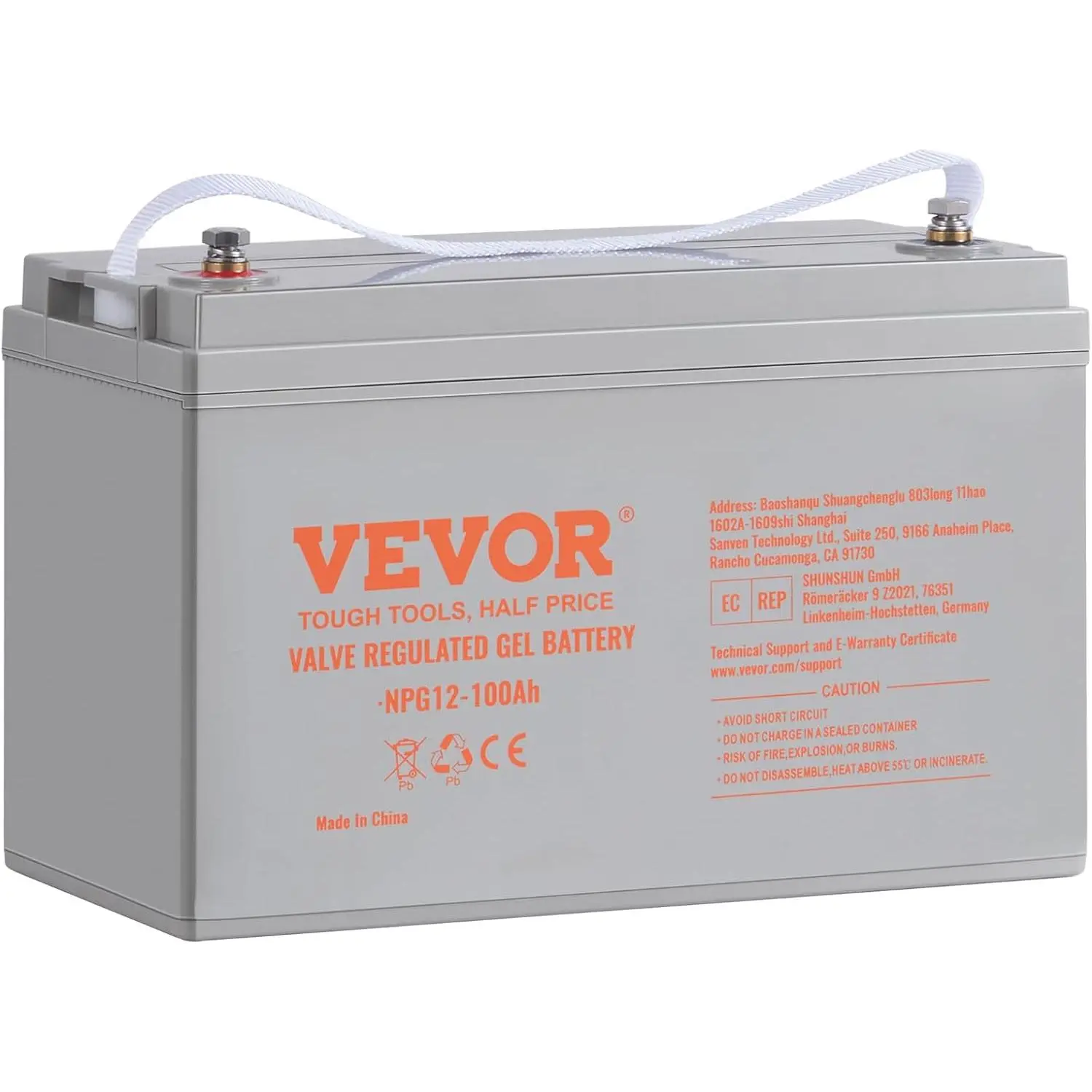 【Summerfinds】VEVOR 12V 100AH Absorbent Glass Mat Deep Cycle Rechargeable DC Battery Backup, 800A High Discharge Rate, Upgraded Replacement, Extended Capacity, Outdoor Emergency Backup for RV, Solar Off-Grid Systems, Emergency Supply