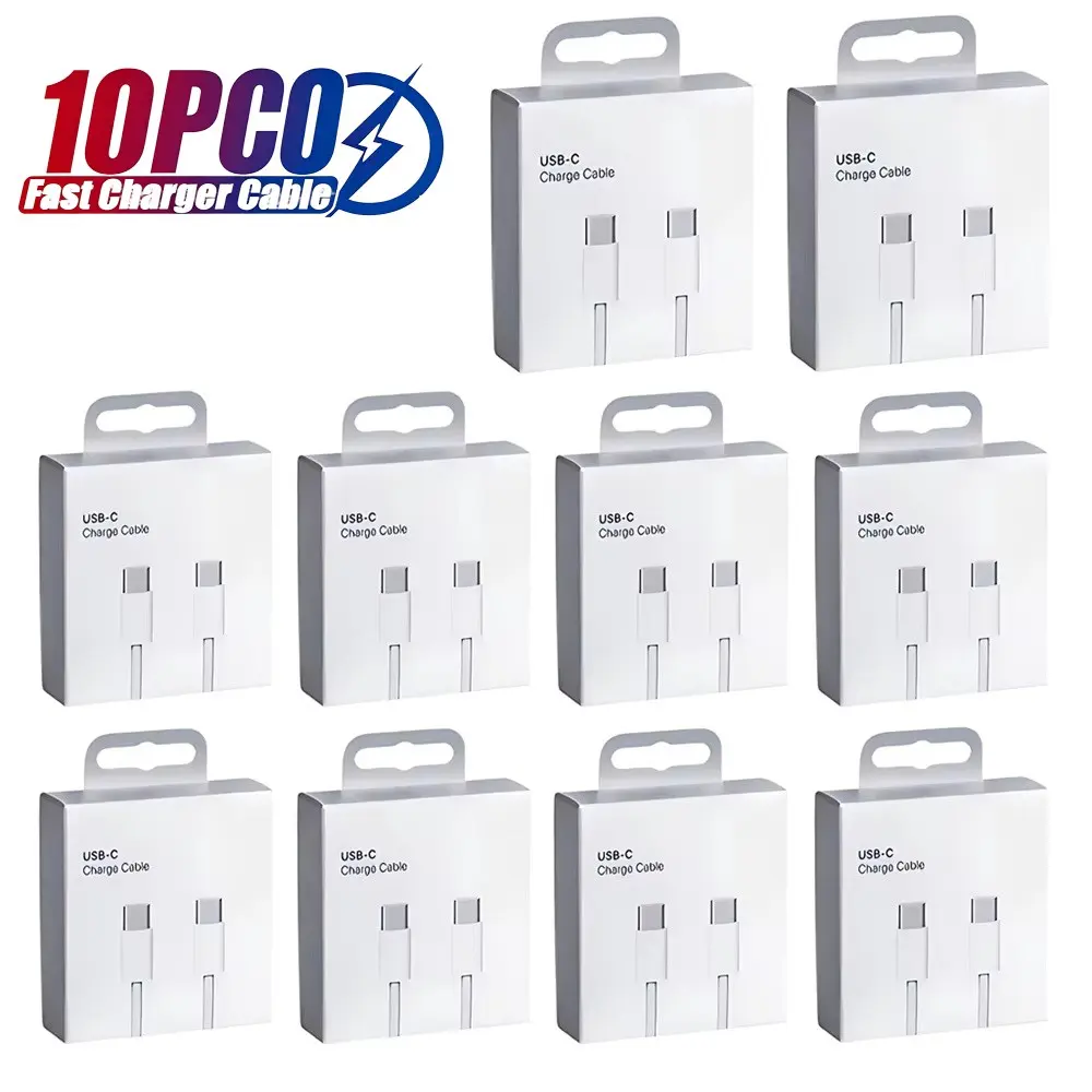 10-Pack USB-C Cable for Apple iPhone 17 16 15 Pro Max, PD 60w Fast Charging, Huawei Xiaomi Samsung Type C Data Cable, 2m Boxed