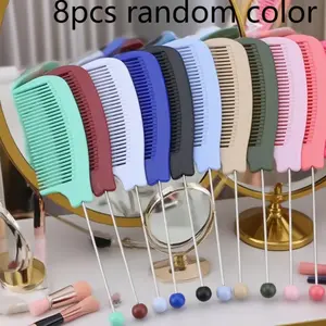 8 Piece DIY Bead Hair Styling Comb Set, Plastic Sharp Tip Steel Needle Combs, Hot Selling Beauty Tools, Creative Christmas Gift