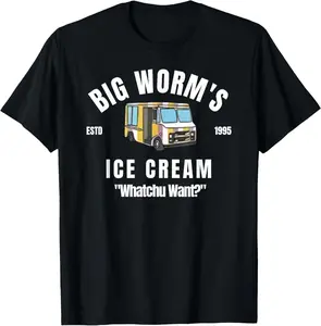 Big Worm's Ice Cream - 'Whatchu Want' T-Shirt Pure Cotton Graphic Tees Menswear Top: Gifts for Men & Women