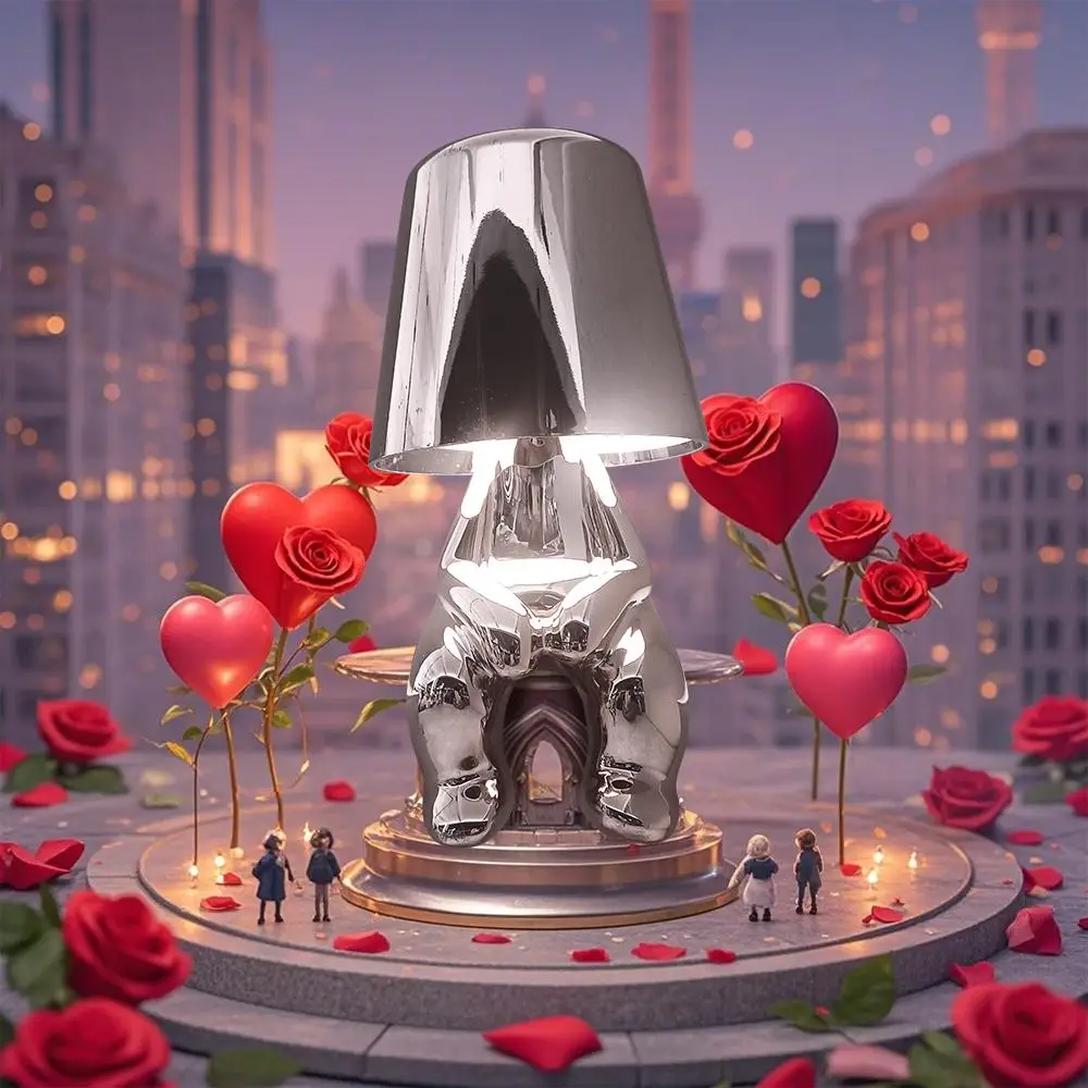 Creative Design Table Lamp, 1 Count USB Rechargeable LED Elegant Table Lamp, Modern Night Cozy Adjustable Lighting Nightstand Lamp, Dimming Touch Cont