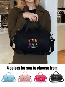 Gradient Color Dumbbell Print Crossbody Gym Bag, Adjustable Shoulder Strap, Top Handle, Durable Fabric Mini Handbag, Fitness Dance Daily Commute Outdoor Sports, Workout Sport Bags