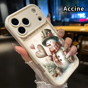 Phone case for iPhone 17 Pro Max 16 Plus 15 14 13 12 11 Air E Snowman's Yuletide Charm Shockproof Silicone TPU Bumper Drop Protection Soft Cover