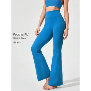 GLOWMODE 31" FeatherFit™ Solar Flare Buttery-Soft Stretchy Sweat-Wicking Seamless High-Waist Flared Leggings Low Impact Yoga Pilates Barre Studio Daily Casual Wear