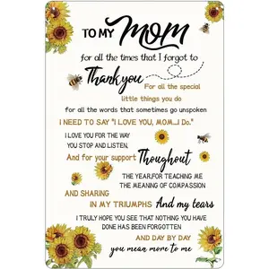 Mothers Day Metal Sign Gift For Mom From Daughter Or Son For Mother'S Day, Christmas, Sunflower Birthday Gifts - Mom'S 50Th/70Th/80Th Birthday Gift, Thank You Gifts For Mom Tin Signs