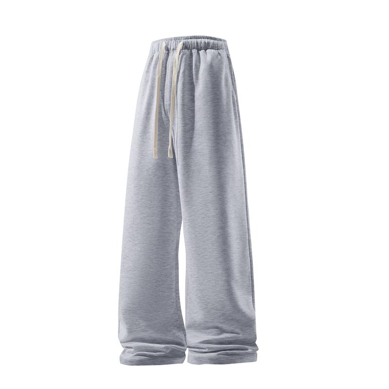 2-piece  men's solid color fashionable casual sports pants 60% pure cotton classic black gray suitable for both men and women wide leg sweeping pants spring and autumn loose sweatpants