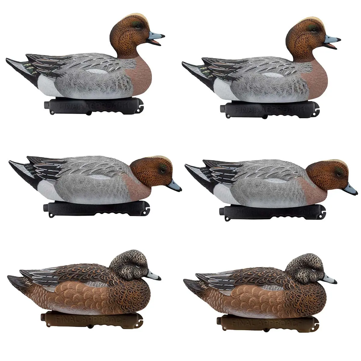 Final Approach HD Eurasian Wigeon Duck Decoys, 6 Pack