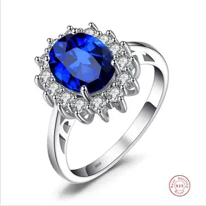 RING4U - Princess Diana 925 Sterling Silver Engagement Ring Ruby Natural Amethyst  Blue Sapphire Topaz Bridal Wedding Rings for Women