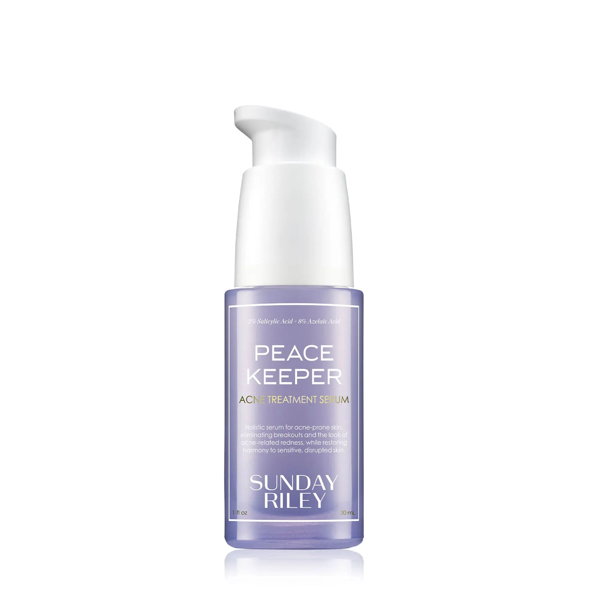 SUNDAY RILEY Peacekeeper Daily Acne Treatment Serum with 2% Salicylic Acid & 8% Azelaic Acid - Calming Formula for Breakouts, Pores & Redness, Soothing, Apply Daily, Clears Skin, Reduces Redness