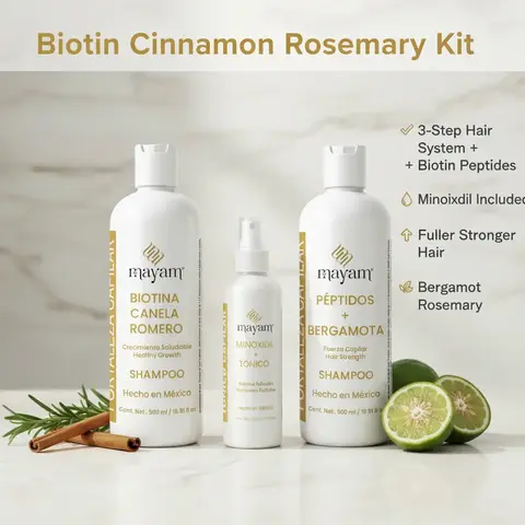 Mayam Beauty Growth Goals Hair Growth Set – 2 Shampoos + 1 Minoxidil Tonic | Biotin, Peptides, Bergamot & Rosemary for Thicker, Stronger Hair