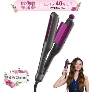 SKG WaveFlex 4-in-1 Adjustable Hair Waver Crimper – Beach Waves Curling Wand, Mermaid Hair Style, Ceramic 4 Barrel Sizes, 5 Temp Settings &  Negative Ionic Care, Fast Heat-Up, Safe and Easy to Use