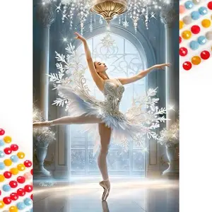 5D DIY Diamond Arts Colorful Painting Kit, Ballerina Pattern Diamond Arts Colorful Painting without Frame, Handmade Craft Wall Art Decoration, Diamond Painting Kits