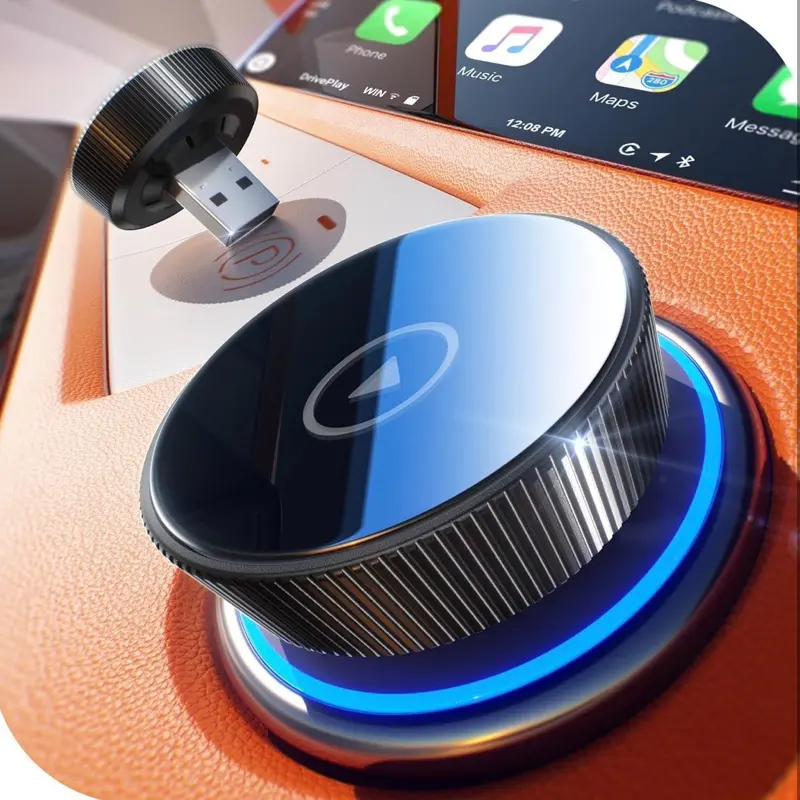 Wireless Carplay Adapter 60% Smaller 3X Auto Connect No Latency Plug Play Bluetooth WiFi for Apple Carplay Mini Dongle for iPhone 5 17 & 927+ Cars USB A C Deep Black