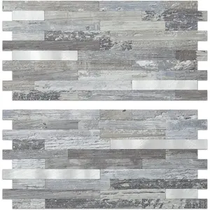 20 Sheets Peel and Stick Backsplash, Distressed Wood Look PVC Wall Tiles Stick on Backsplash for