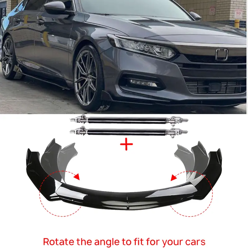 1 x Set of Front Bumper Lip Front Spoiler - ABS Plastic Chin Diffuser Car Exterior Accessory, Car Spoiler with Elegant & Personalized Appearance, Scratch Guard, Universal Fit, Includes 1 x Bag of Screws for Honda Accord EX-L, LX Models
