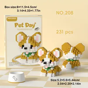 Cute pet mini building block set, various animal designs--Corgi, Schnauzer, Husky, made of ABS plastic, suitable for collection and decoration, ideal for winter desktop and bookshelf decor. Contains over 202 building blocks prefilled easter eggs