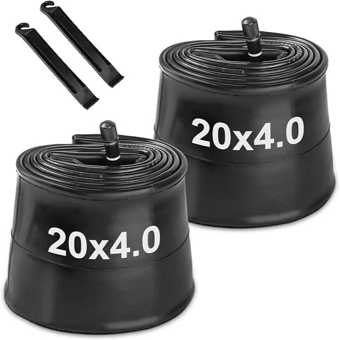 Hycline Fat Bike Inner Tube: 20/26x4.0 Inch 2-Pack Electric Fat Tire Tubes AV 32mm Schrader Valve, Premium Butyl Rubber Puncture Resistant Replacement Tubes with 2 Tire Levers