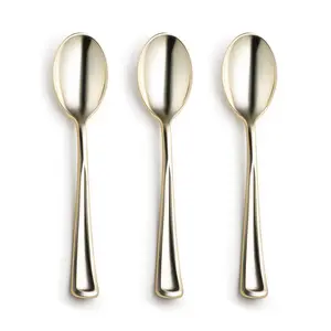 Shiny Metallic Gold Mini Plastic Disposable Tasting Spoons