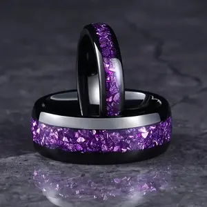 1pc4/8mm Purple Wedding Ring Couple Jewelry, Stainless Steel Ring Birthday Gift for Him and Her, Matching Ring Set for Men and Women