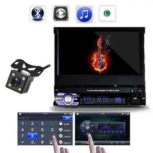 Car Stereo With Rear View Camera Receiver 1DIN 7Inch Touch Screen MP5 Autoradio Audio FM MirrorLink Multimedia Cassette Player Bluetooth Radio for Car