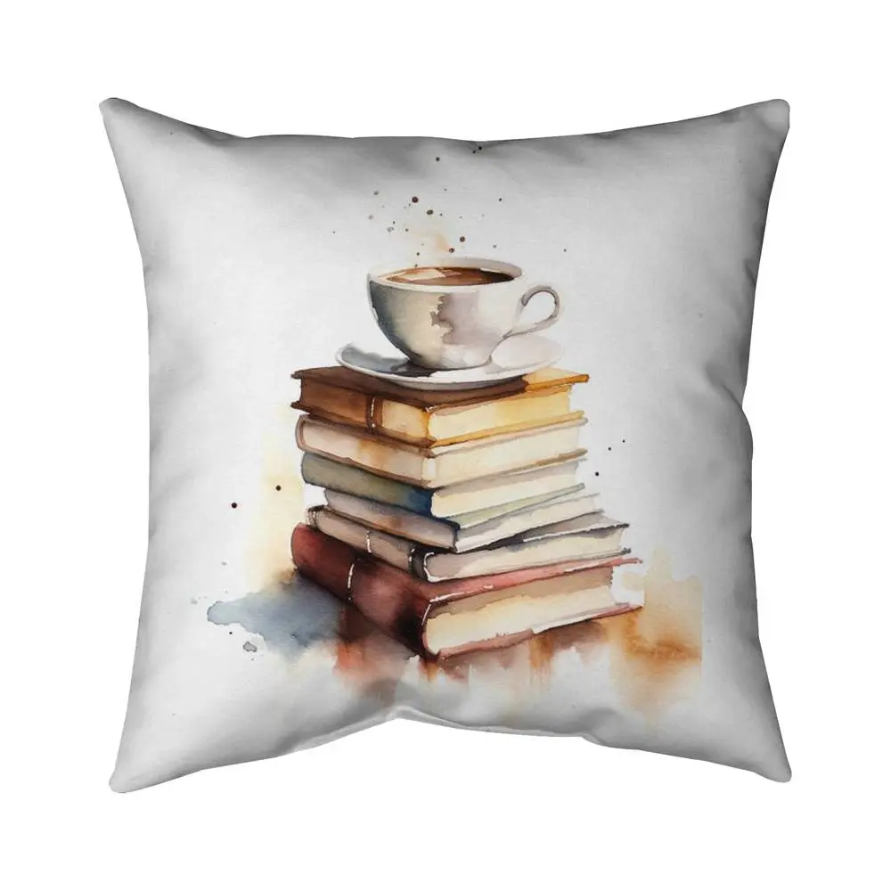 212 MAIN 16x16 in. Poly Twill Soft Sofa Cushion - Coffee Print, Standard Size, Contemporary Minimalist Home Decor Textile Pillow (Model 5541-1616-AB121)