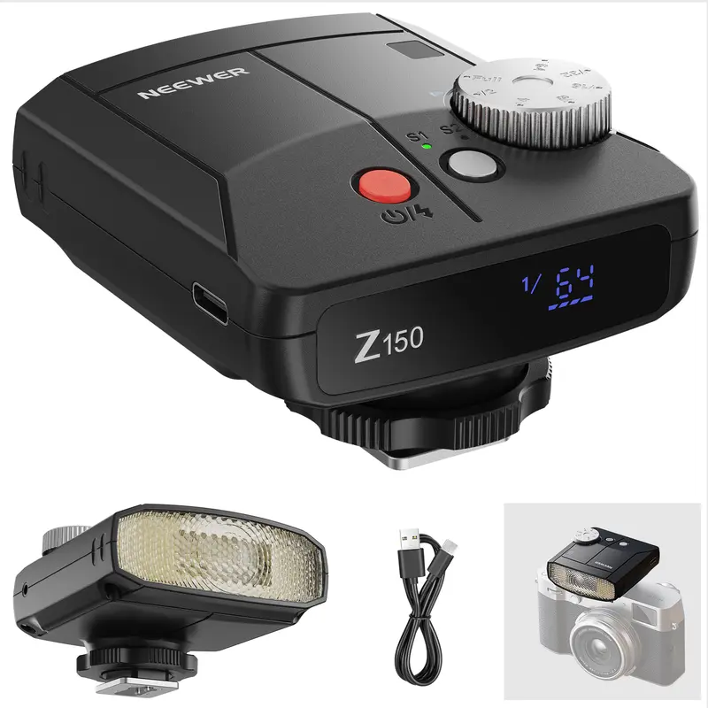 NEEWER Z150 Mini Camera Flash Speedlite, GN15 20Ws 6000K with 1200mAh Battery, 640 Full Power Flashes, S1/S2 Mode,  Compatible with Sony ZV-1, Canon, Nikon, Fujifilm DSLR & Mirrorless