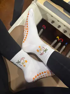 Beach Babe Grip Socks - Heart-Shaped Grips for Extra Support & Flirty Ruffle Trim - 80% Cotton, 17% Polyester, 3% Spandex - All Seasons