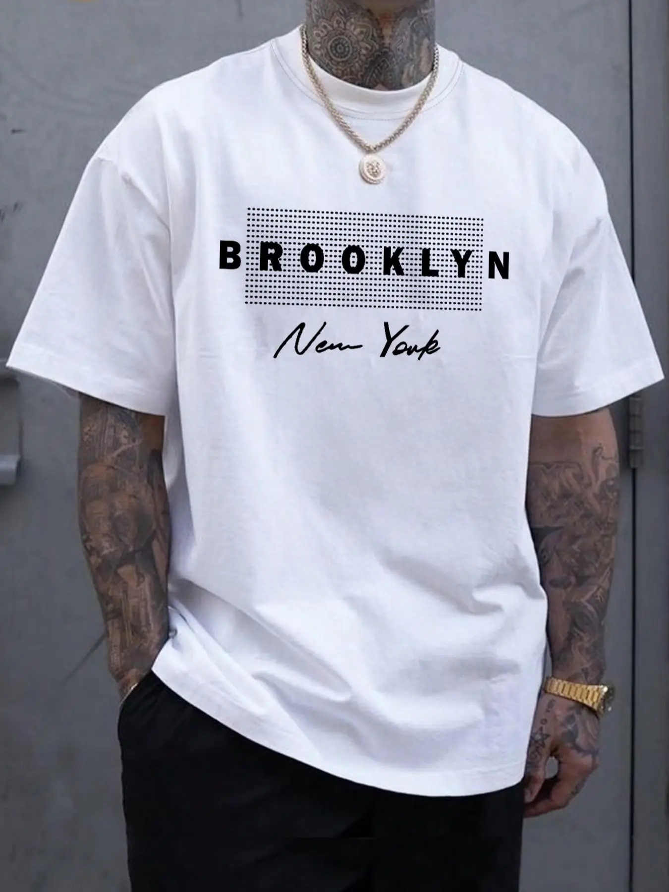 Men's Letter Print Round Neck Tee, Regular Fit Casual Short Sleeve Crew Neck T-Shirt for Summer, Summer Outfits 2024, Fashion Men's Top for Daily Wear
