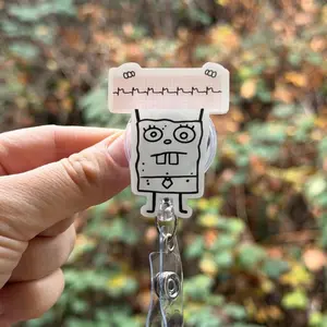 Doodle Bob Stemi, MI, EKG Strip- ACLS, Nurse badge reel, cardiology, ekg monitor tech, healthcare work accessory