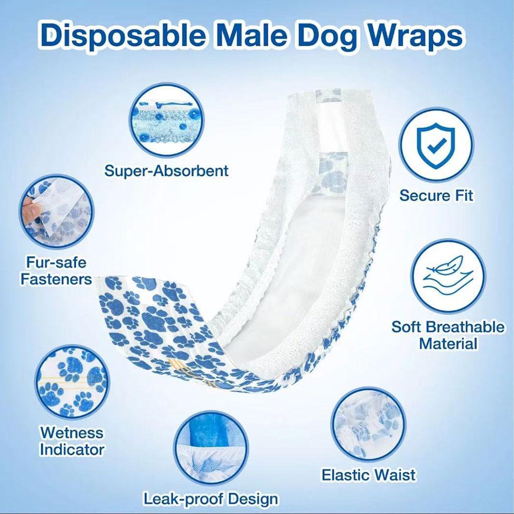 DONO Disposable Male Dog Diapers,Doggie Diapers Wetness Indicator Leak-Proof Dog Belly Wraps, Rapid-Dry Gel Technology Puppy Diapers for Excitable Urination Incontinence