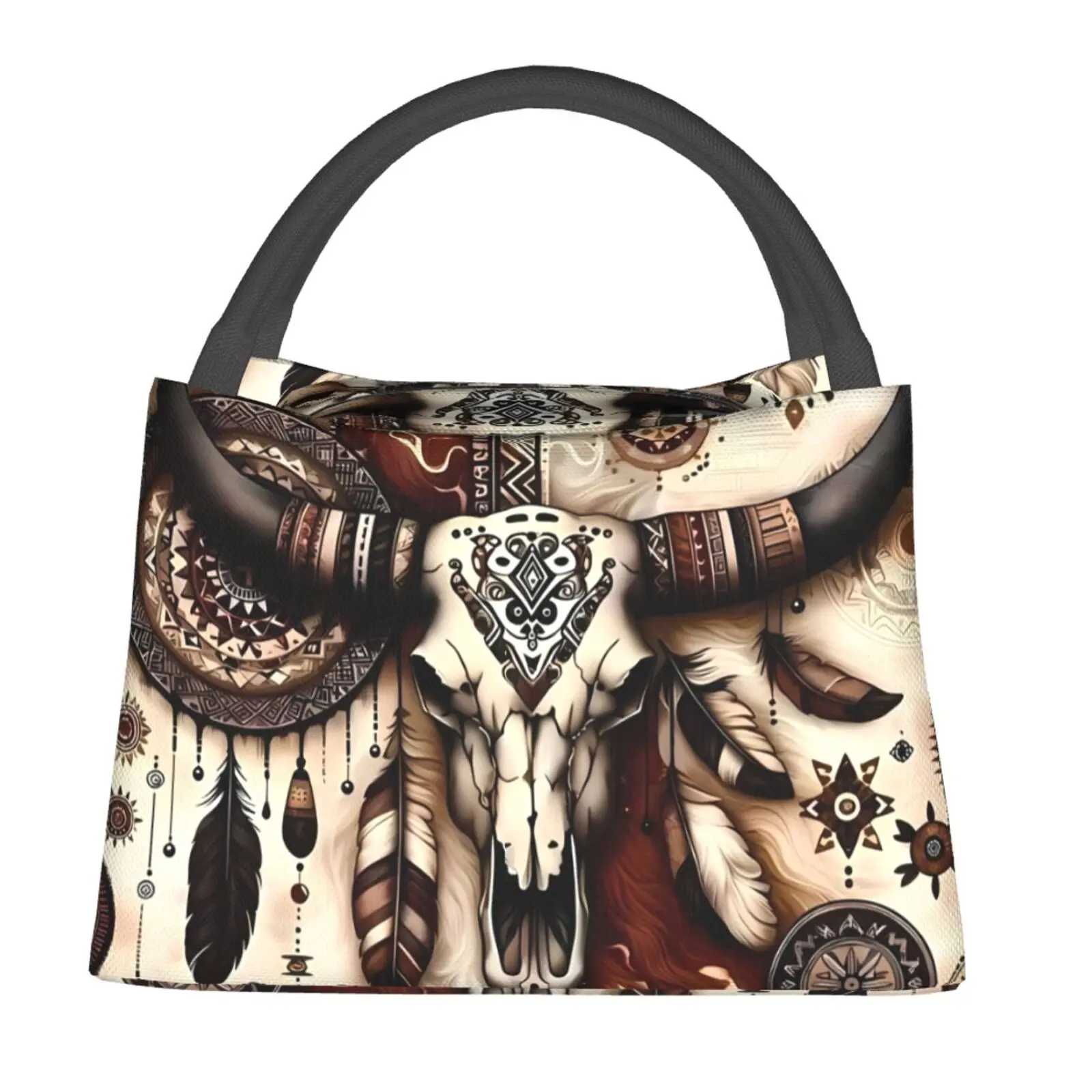 Insulated Lunch Bag - Unisex Use Thermal Polyester Leakproof Cooler Bag, Western Cowboy Pattern, Ultra-Light 11 Inches Length 6.3 Inches Height, Reusable Handheld Lunch Box, Safe Durable Portable for Outdoor Camping & Daily Commuting