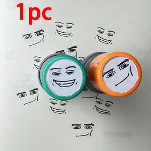 1pc Emoji Stamp Press Style Fun Ink Stamp, Cute and Interesting Emoticon Design for Office Use, Ideal for Labels and Instructions
