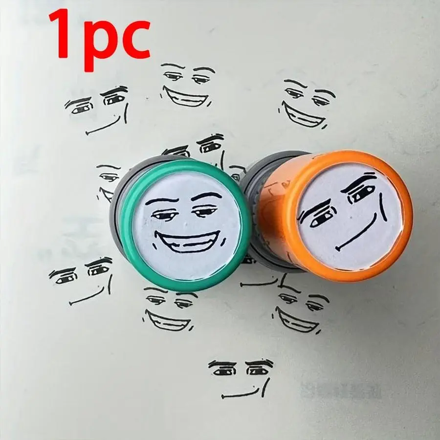 1pc Emoji Stamp Press Style Fun, Funny, Creative, Decorative Ink Stamp, Cute and Interesting Emoticon Design for Office Use, Ideal for Labels and Instructions