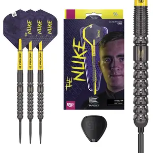 Target Darts Luke Littler G1 Steel Tip Swiss Point Darts, 90% Tungsten Dart, 22G/23G/24G | Generation 1 Steel Tip Dart, Player Edition Swiss Points Dart Sets with Tool, Pro Grip Shafts & No.2 Flights
