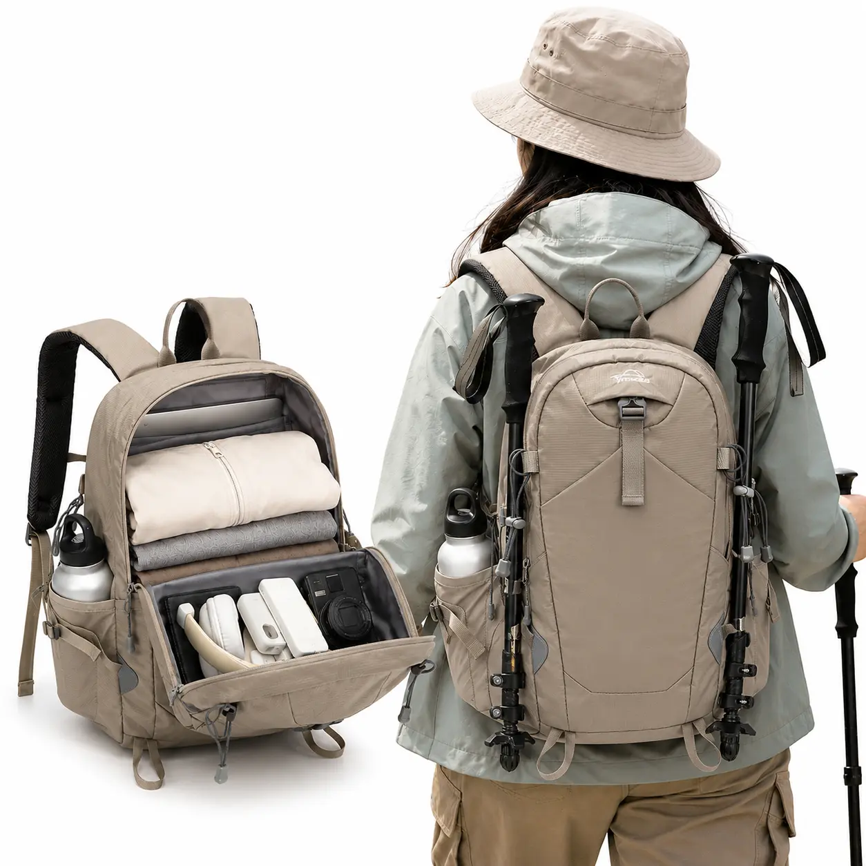 25L Outdoor Backpack for Hiking Travel and Camping, Lightweight Daypack with Multi-Pocket Storage and Breathable Back Support