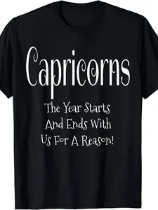 Capricorn Gifts Funny Dec Jan Birthday Astrology Zodiac Sign T-ShirtSame Style for Men and Women   Summer Short-sleeved Printed T-shirt Pure 220G