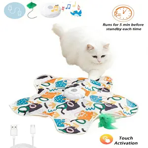 Interactive Cat Toys for Indoor Rechargeable Cats Hide and Seek Moving Concealed Wand Feather Three-Speed Motion Exercise Toy for Indoor Pet Toy Pet Gift Automatic Rotation Cat Toys