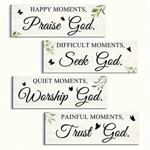 Inspirational Mural Set, Easter Decoration, Easter Theme, Home Decor, Indoor Home Decoration, Bible Scripture Decorative Wooden Signage, Wall Plaque, Inspirational Quotes, Huang Yang Wood, Easy to Hang
